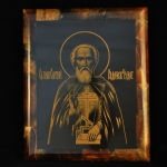 Икона Сергей Радонежский из камня Симбирцит